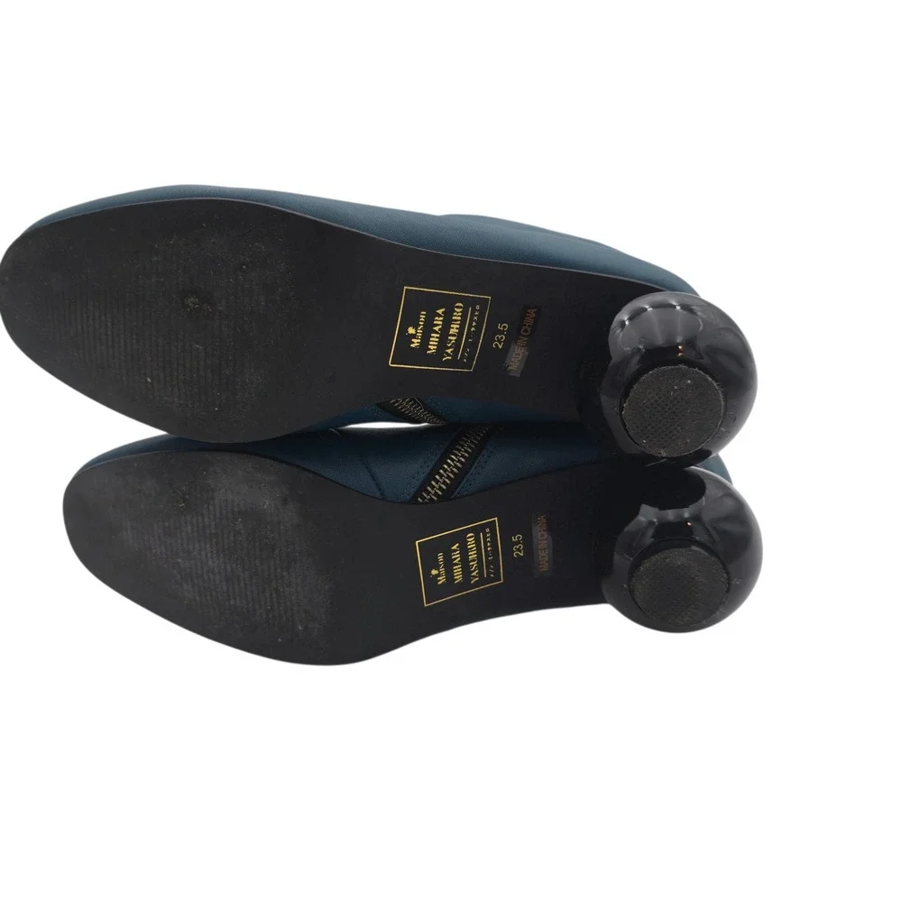 Maison Mihara Yasuhiro Billiard 8 Ball Heel Ankle Boots Teal Leather US‎ 7